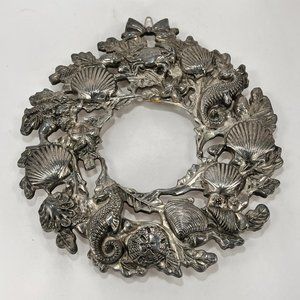 Vtg Seahorse Seashell Trivet Wall Hang Silverplate Sea Life Nautical UK 2040312